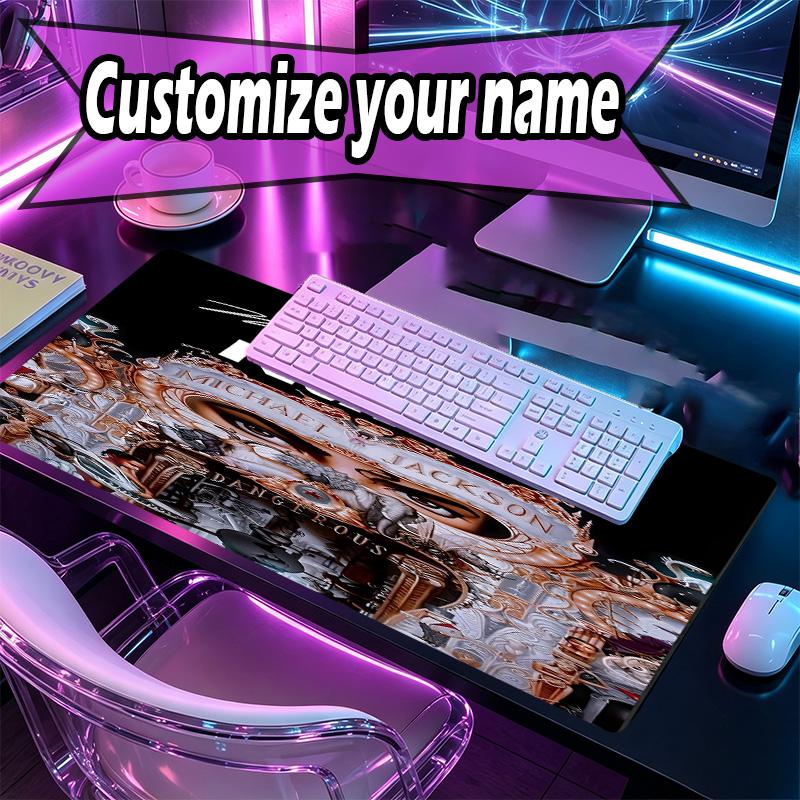 Personalizovaná podložka pod myš s motivem Michaela Jacksona a vlastním jménem, Podložka na stůl pro notebook PC, Dekorativní podložka na stůl pro domácnost, Podložka pod klávesnici, Dárek