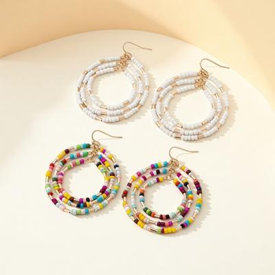 New Fashion Bohemian Style Multi-layer Colored Rice Bead Earrings Casual Date Women's Earrings