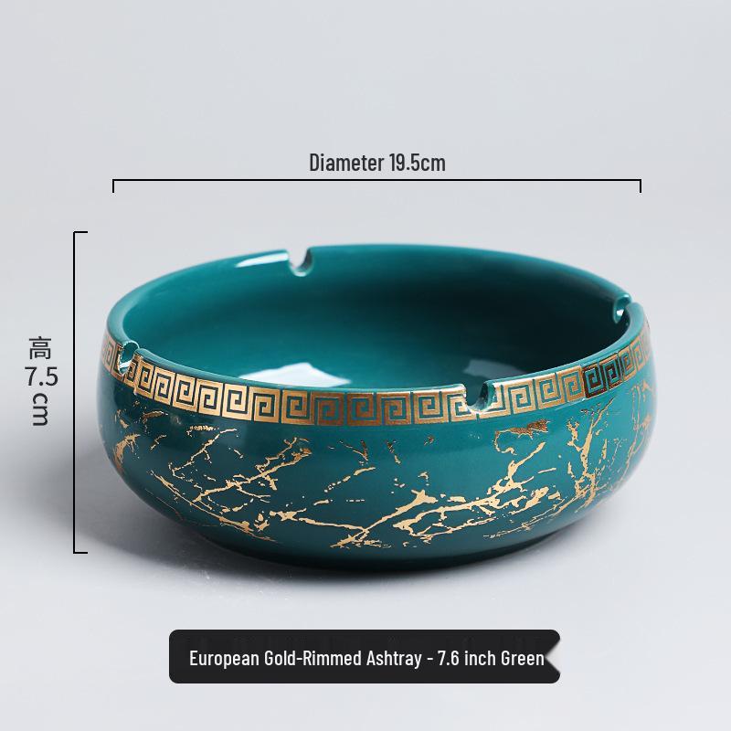 Luxury Gold-Plated Ceramic Ashtray for Home or Office