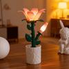 Pink Flower Table Lamp Tulip/Rose/Azure Orchid Potted Plant Lamp Ornament Plastic Desktop Decoration Camping Light Bedroom