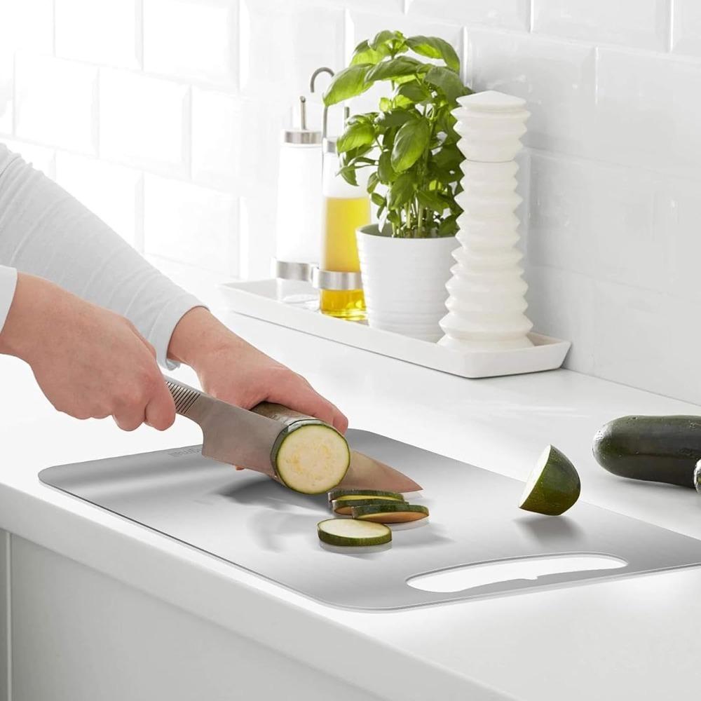 Placă de tăiat din oțel inoxidabil 304, placă de tăiat de calitate alimentară pentru bucătărie, suport de tăiat cu două fețe, adecvat pentru carne, fructe și legume