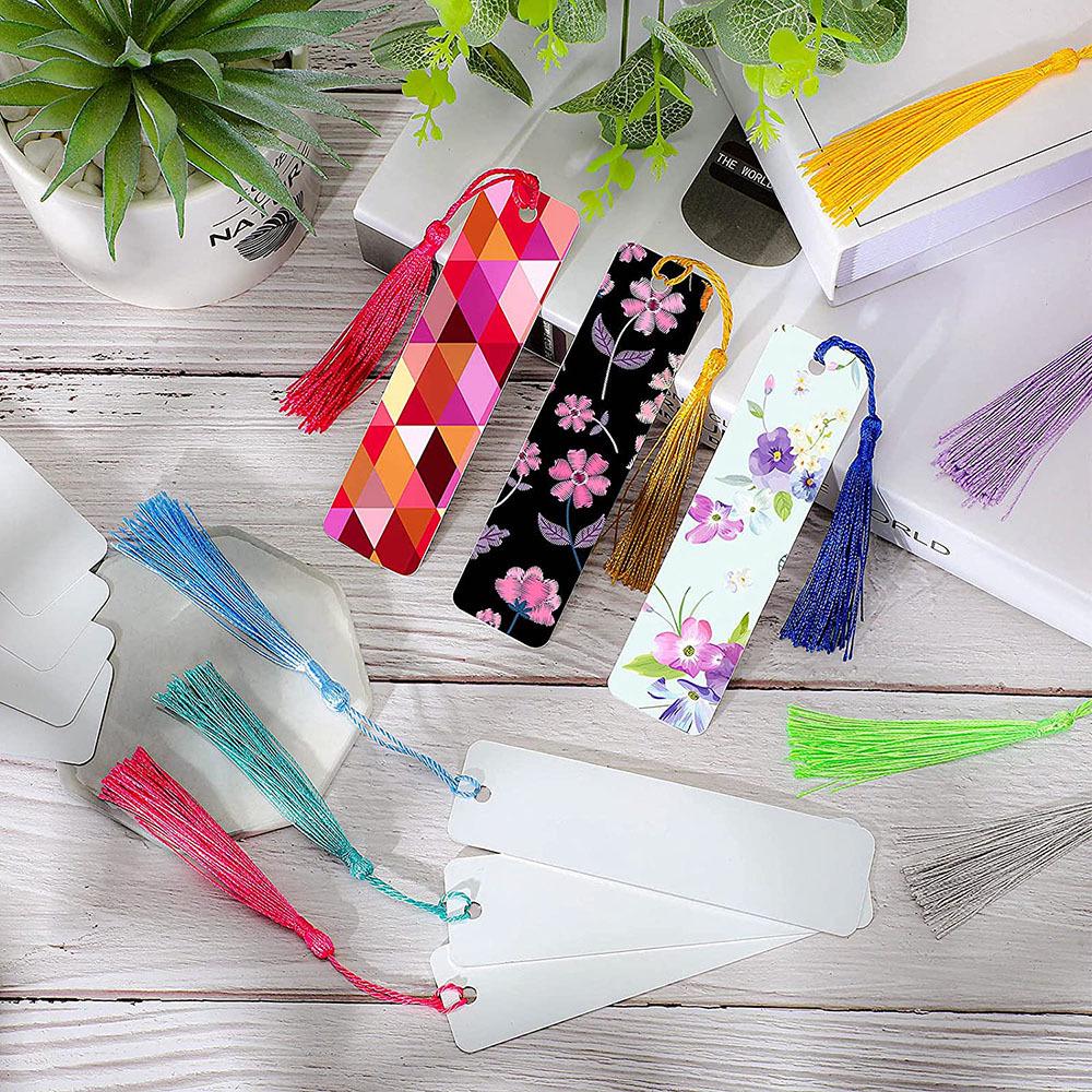 Colorful Tassel Bookmarks: DIY Aluminum for Sublimation & Crafts, Perfect for Birthdays & Weddings.