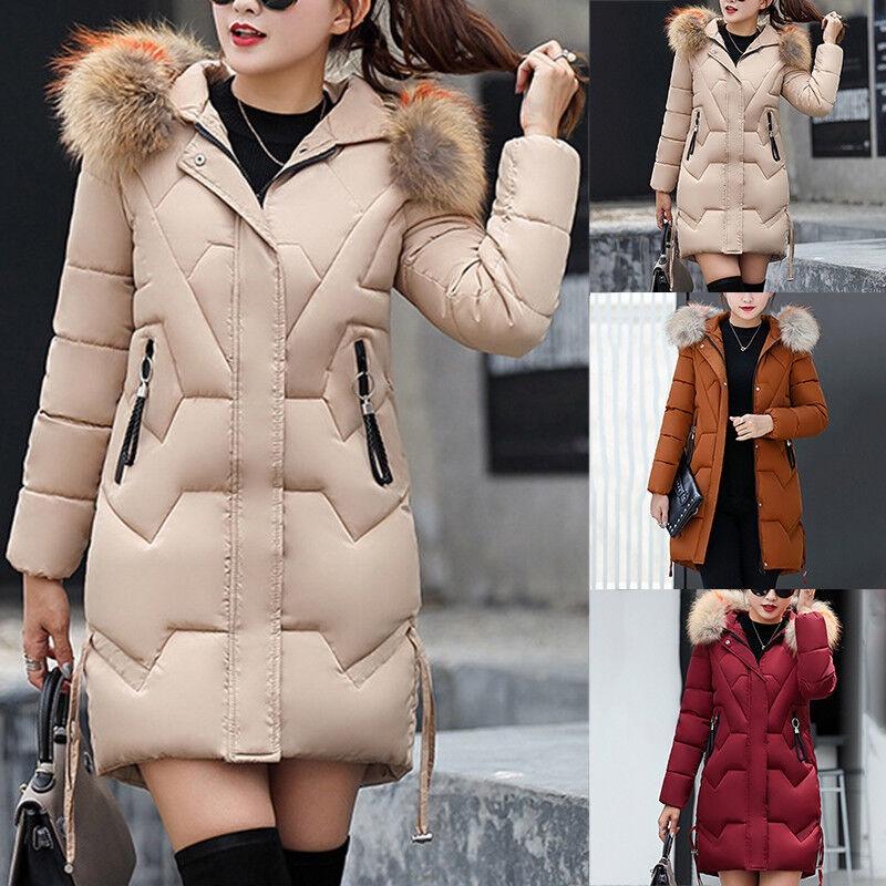 Women Slim Colorful Fur Collar Hooded Coat Jacket Parka Outwear For Ultimate Winter Warmth