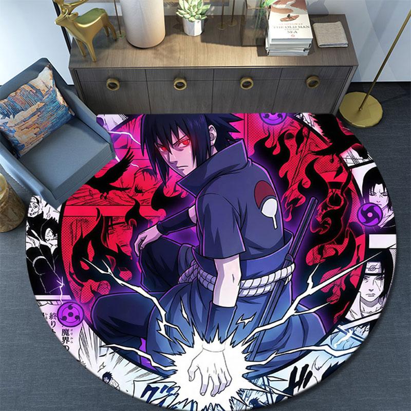 Sasuke Uchiha,Round Area Rug,Carpet Rug for Living Room Bedroom Sofa Playroom Decor,Non-slip Floor Mat