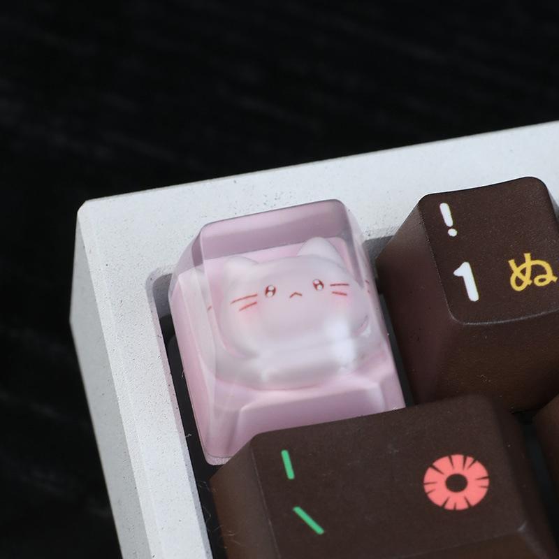 Translucent Cute Cartoon Kt Cat Keycap Cross Axis Mechanical Keyboard Keycap Keyboard Decoration Keycap Keyboard Accessories