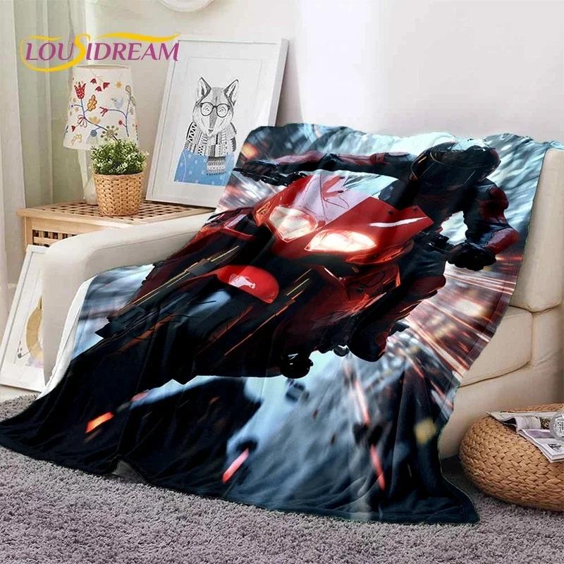 Motocross Modern retro Motorcycle Soft Flannel Blanket for Bed Bedroom Sofa Picnic,Throw Blanket for Cover Outdoors Leisure Gift