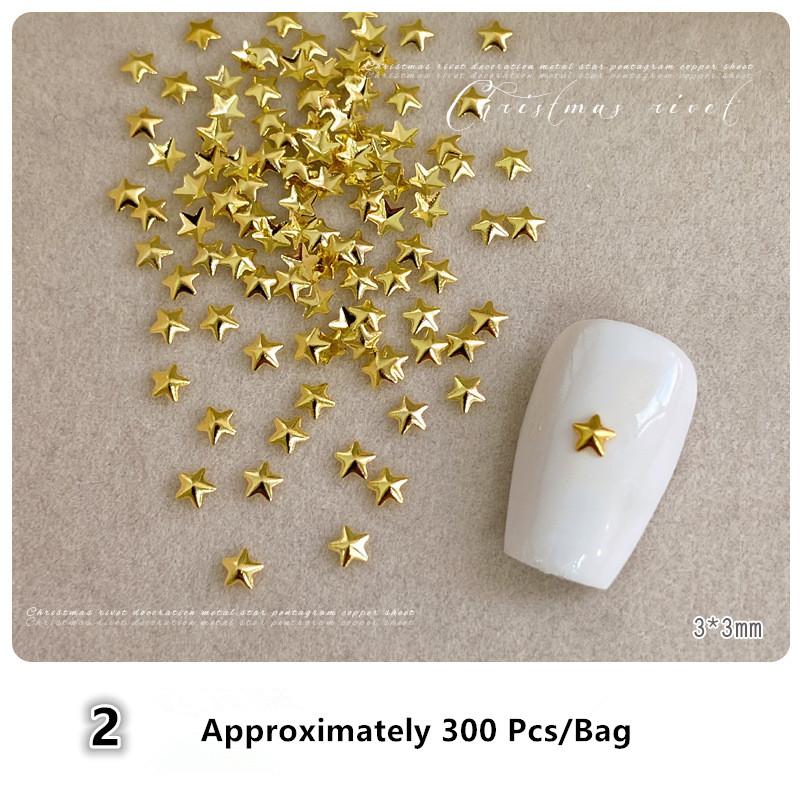 3D Alloy Five-Pointed-Star Gold Silver Diamond Nail Decoration Luxury Manicure Accessories Hollow Star Nail Art Art Rivet Charms
