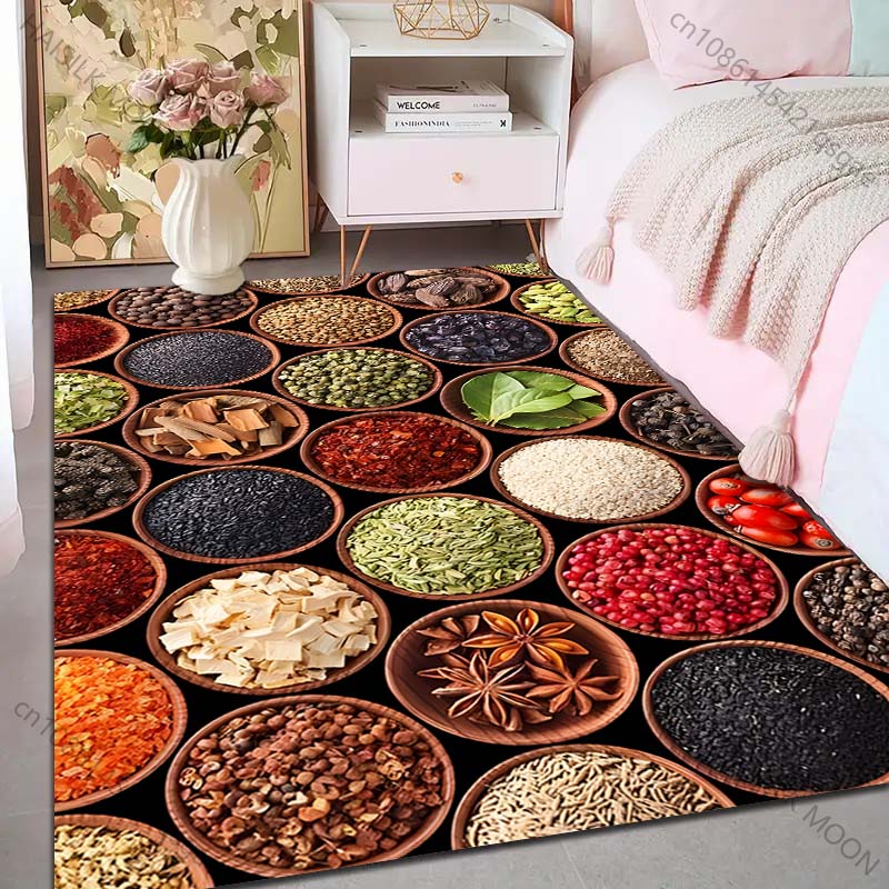 Multiple sizes Various spices arranged neatly Carpet for Living Room Bedroom Sofa Home Decor Rus Non-slip Floor Mat Luxury Gift