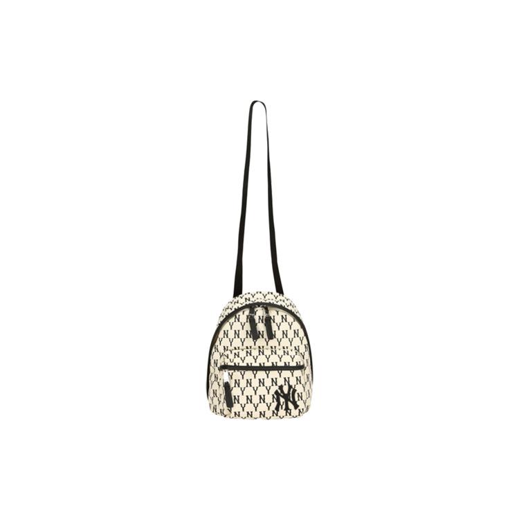 New MLB Monogram Collection Nylon Polyester Shoulder Bag Crossbody Bag Backpack Regular Women's Ivory White/Black 32BG09911