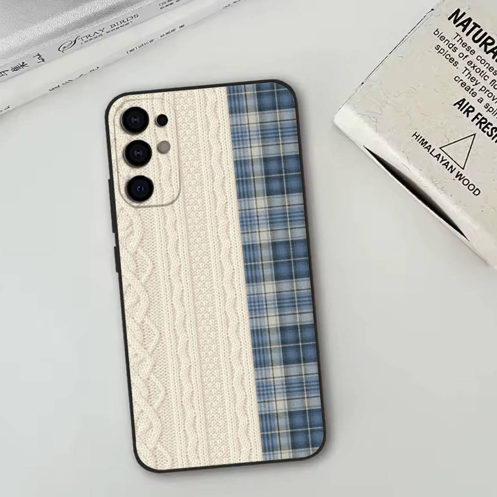 Splicing Grid Style Phone Case For Samsung S25,S24,S21,S22,S23,S30,Ultra,S20,Plus,Fe,Soft Silicone Black Cover