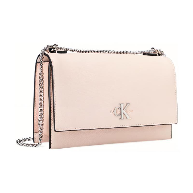 Calvin Klein Simple Chain Flap Pebbled Pattern Synthetic Material Shoulder Bag Crossbody Bag Regular Women's Ballet Pink