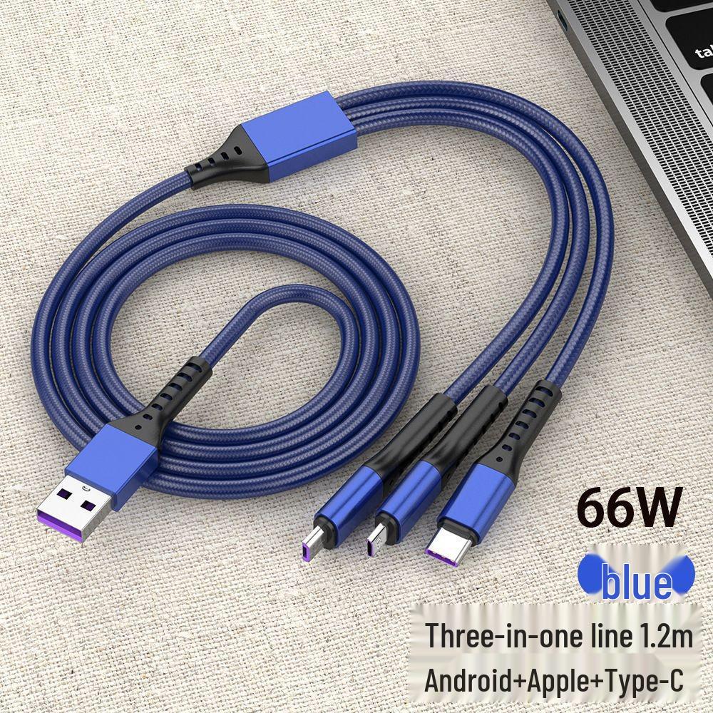 66W 6A Geflochtenes Fischernetz Drei-in-Eins Super-Schnellladekabel