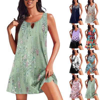 Womens Summer Dresses Loose U Neck Sleeveless Sundresses Dress With Pockets