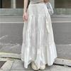 Umbrella A-Line White High-Waisted Midi Skirt for Women - Summer Collection