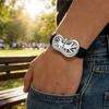 Vintage Roman Numeral Men's Quartz Watch with Irregular Twist Design and Leather Strap