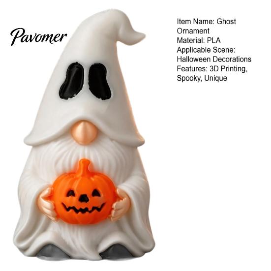 Spooky Gnome Figures Halloween Ghost Figurine, Creative Pumpkin Desk Ornament, 3D Printed Decor for Home Mini Statue Shelf Display, Funny Holiday