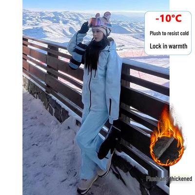 Women's Plus Size Windproof Waterproof Ski Pants with Velvet Lining for Winter and Cold Protection.