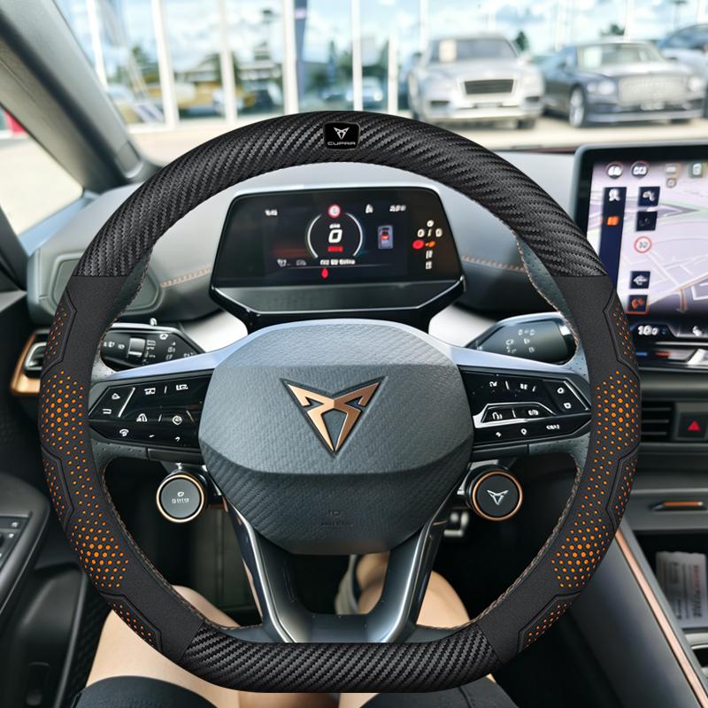BFI1 Car Breathable Anti-Slip Suede Leather Steering Wheel Cover For Cupra Formentor Terramar Tavascan Ateca Born Leon ST IBIZA Raval
