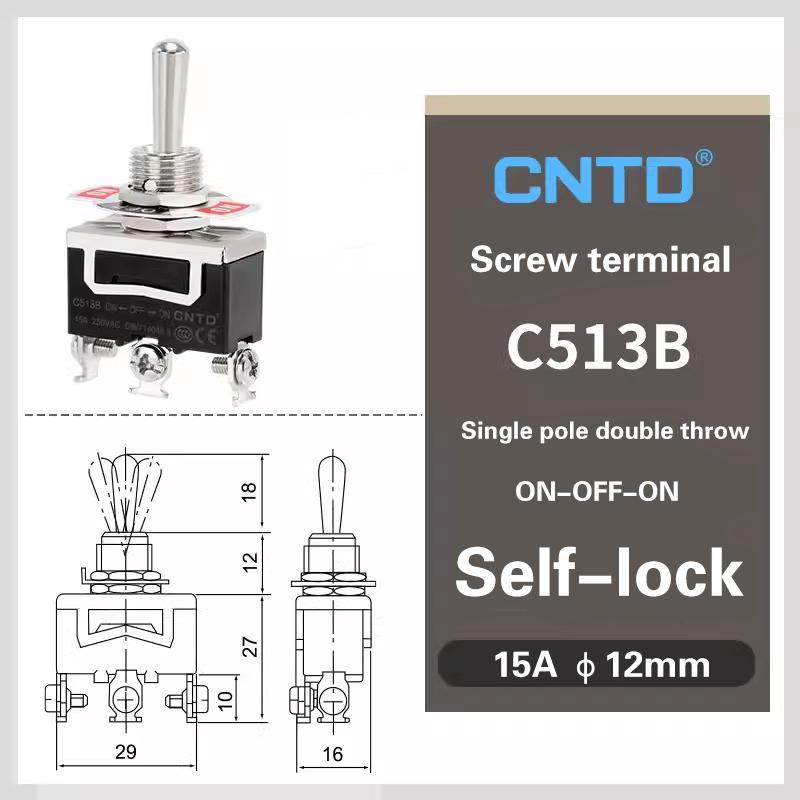 CNTD C5 Toggle Switch Self-locking 15A 250VAC Single Pole Double Pole Switch With Rainproof-cap Switches4