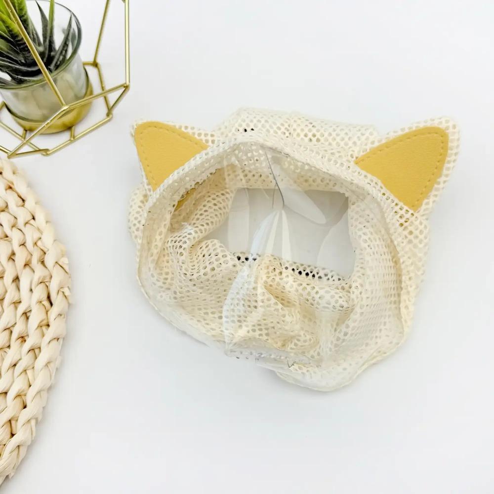 

Anti Scratch Pet Breathable Hood Adjustable Drawstring Anti Stuffiness Cats Head Cover Comfortable Grooming Restraint Bags S бежевий