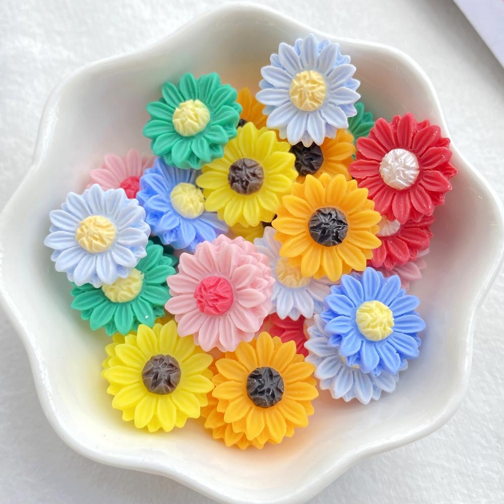 20Pcs Cute Mini Kawaii Cartoon Chrysanthemum Series Resin Scrapbook Diy Children Gift Hairpin Accessories