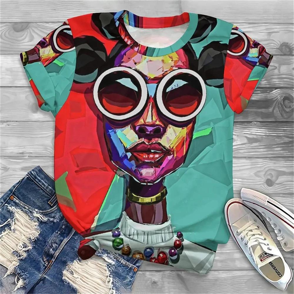 Summer Africa Girl 3D Print T-shirts Women Streetwear Harajuku Casual Fashion Y2k Short Sleeve T Shirt O-neck Tees Tops Clothing