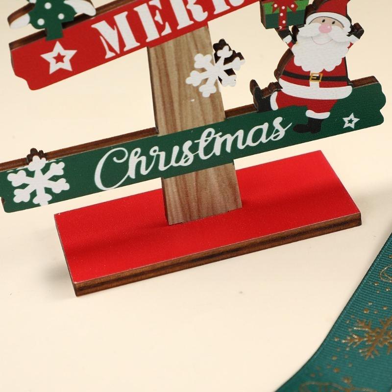 Christmas 1pc Wooden Xmas Tree Ornaments Santa Claus Snowman 2025 Merry Christmas Home Decoration New Year Desktop Decor Navidad