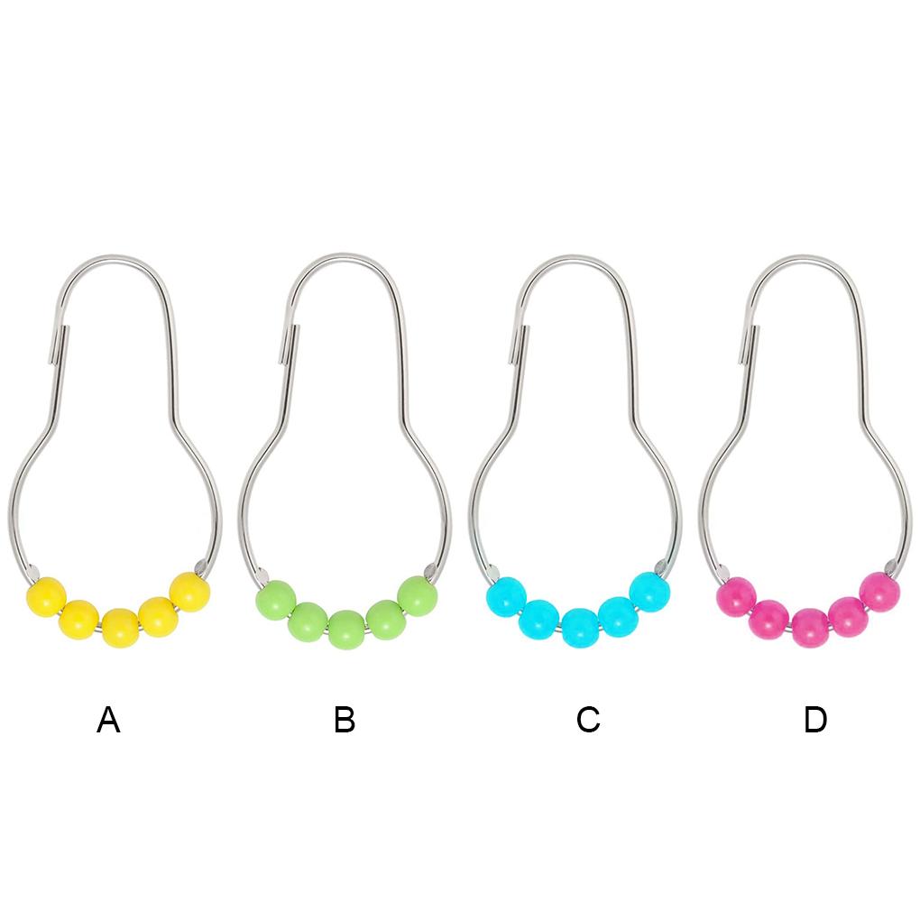 12pcs Shower Curtain Hooks Stainless Bath Curtain Rings Heavy Duty Drape Hooks