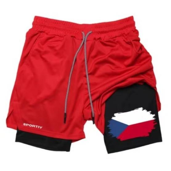 Tschechische Flagge Camouflage Muay Thai Kickboxshorts Herren Damen Unisex Sportbekleidung Doppellagig Schnelltrocknend Atmungsaktiv Training Sport Fitnessstudio Workout