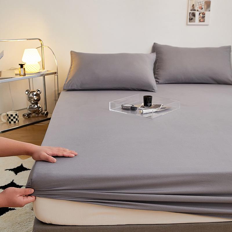 2024 Non-slip Solid Color Single Bed Fitted Sheet Dust Cover - Ins Style