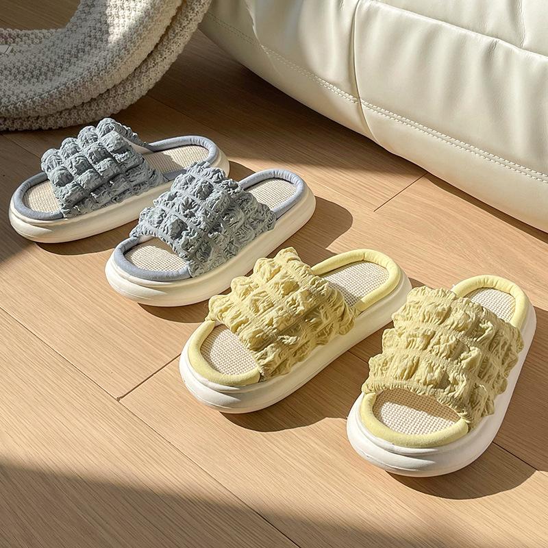 EVA Linen Slippers Four Seasons Spring and Autumn Indoor Household Cotton and Linen Stepping On Shit Feeling Thick Bottom Home Non-slip Slippers