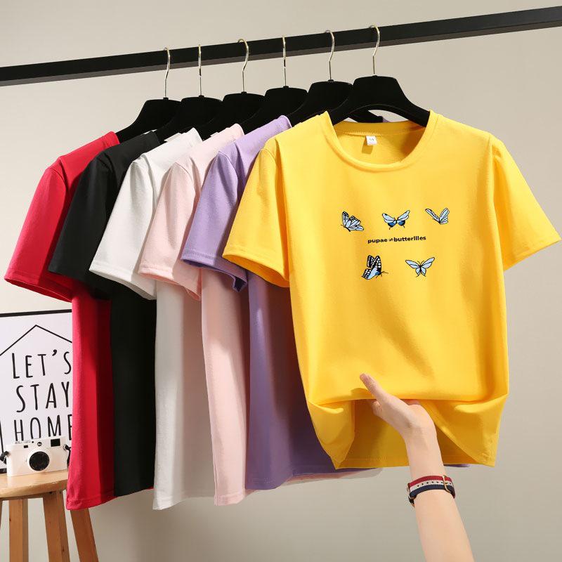 Summer 2025 Korean Style Round Neck Butterfly Women’s Loose Plus Size Short-Sleeved T-Shirt