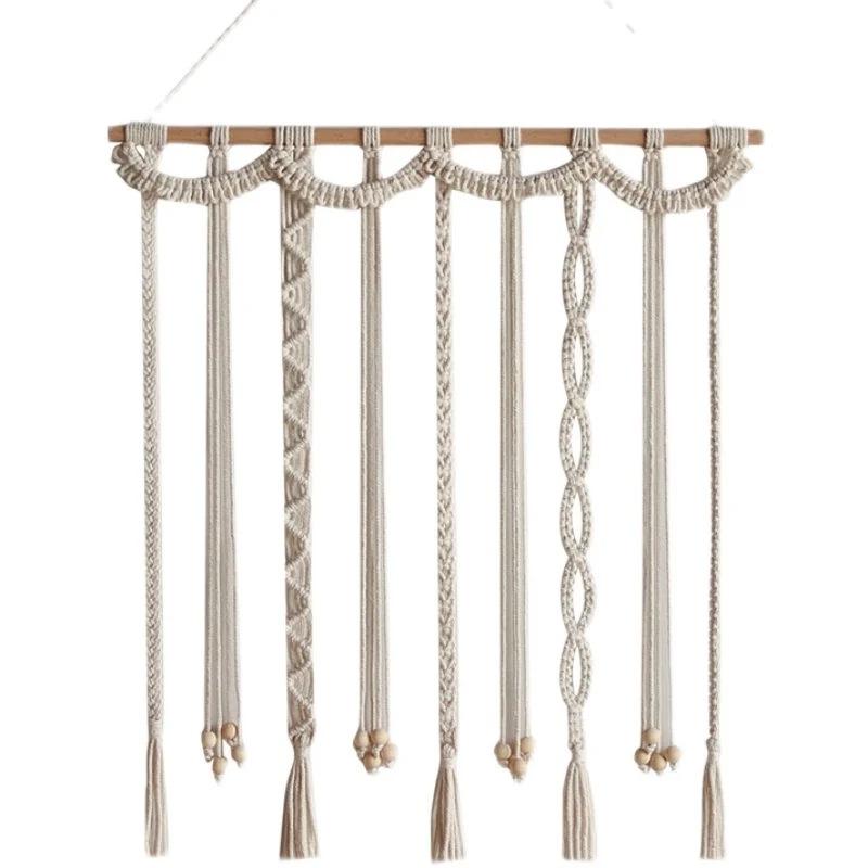 Bohemian Nordic Wall Hanging: Handmade Tapestry with Tassels and Photo Clips