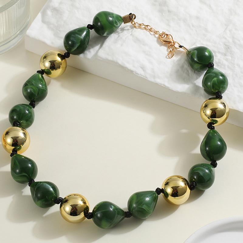 Elegantní náhrdelník s korálky ve tvaru kapky pro ženy Módní choker náhrdelníky Punk Hip-hop Pryskyřičné Akrylové Obojky Šperky