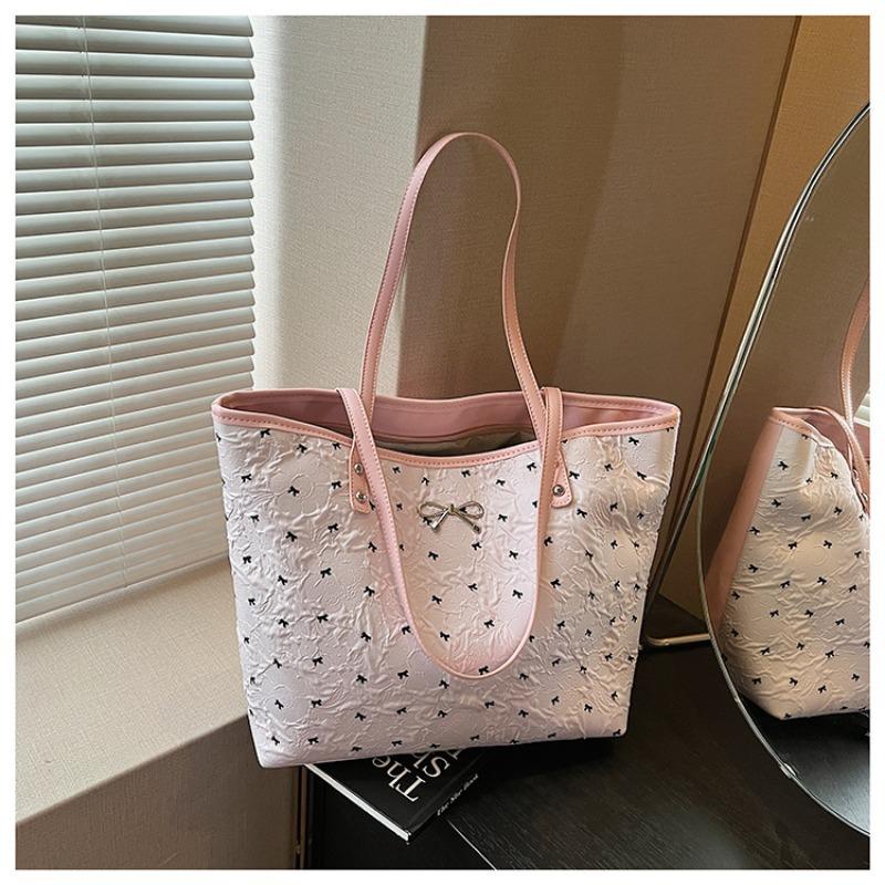 Summer large-capacity shoulder bag bow casual shoulder bag trendy student class commuting tote bag