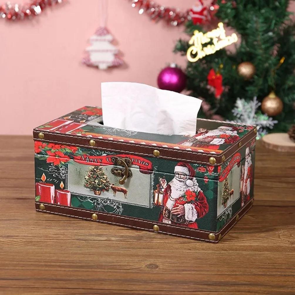 Weihnachts-Taschentuchbox, Tischdekoration, Serviettenhalter, Feuchttuchständer, Toilettenpapier-Aufbewahrungsbox, Silvestergeschenke, Wohnaccessoires