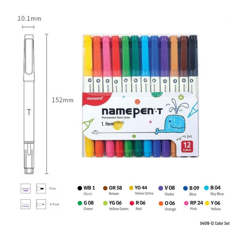 Monami Double-ended Quick-dry Signature Marker Pen 04018 - Korean Outlining Pen