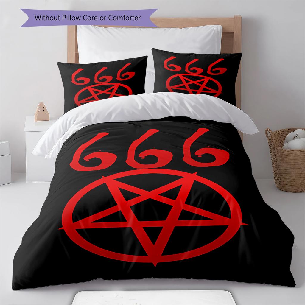 Satan Symbol Pattern Bedding,Quilt Set Quilt Cover Pillowcase Home Birthday Gift (1 * Duvet Cover + 2 * Pillowcase, Without Core)