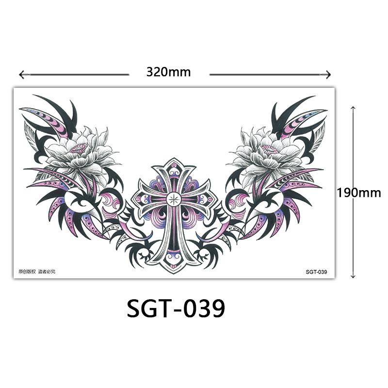 Flower Chest Tattoo Sticker, Chest Tattoo Sticker, Color Half Nail Large Picture Tattoo Sticker