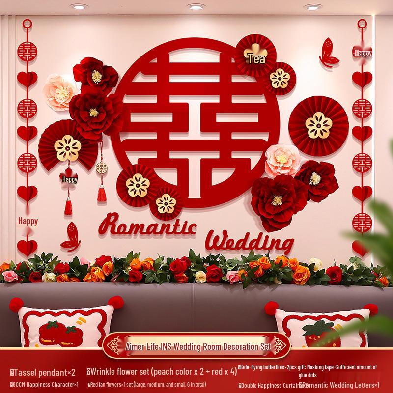 Wedding Room Decoration Set: Complete Bride & Groom's Bedroom and Living Room Decor Supplies.