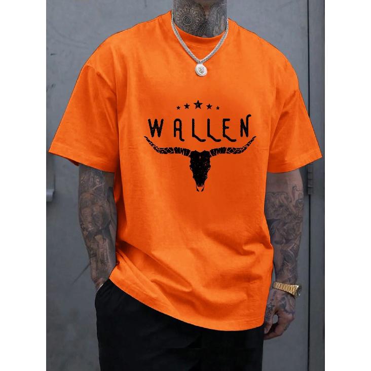 Men's Tee Cool Ox Star Printed Tee O-neck Short Sleeve T-shirt Casual Clothes Multiple Color Top