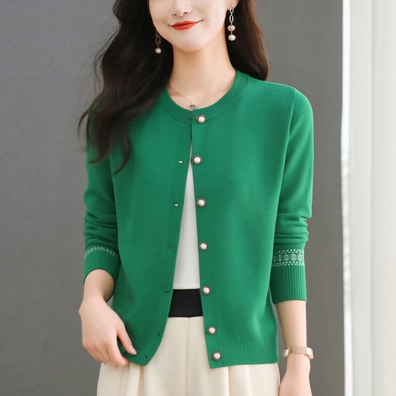 Корейский стиль Осень и Зима Новый Верхний Стиль Приталенный Ретро Приталенный Свитер Куртка Модные Вязаные Свитера Топы для Женщин onesize зелёный