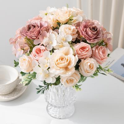 Artificial Flower Silk Hydrangea Rose Festival Outdoor Garden Wedding Bride Bouquet Vase Holiday Party Diy Gift Stage Props