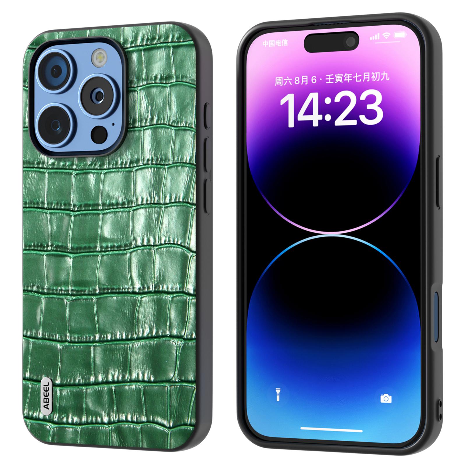 

ABEEL For iPhone 16 Pro Max Cases Genuine Cow Leather+PC+TPU Drop-Proof Cell Phone Cover D