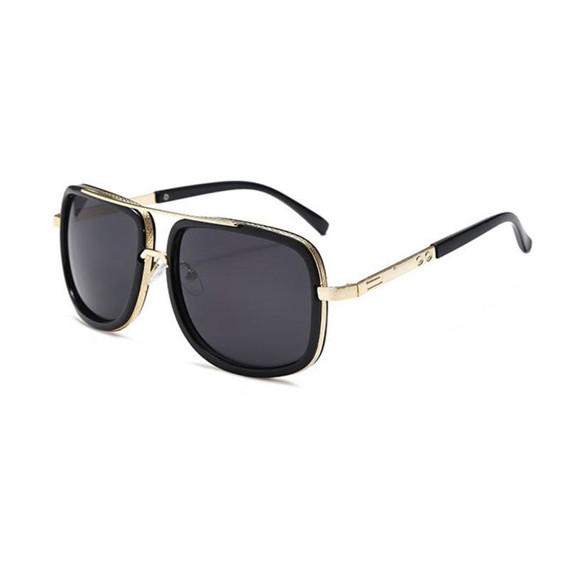 Non-polarized Double Bridges Square Frame Oversized Sunglasses Women Popular Metal Sunglasses Men Punk Driving Sun Glasses