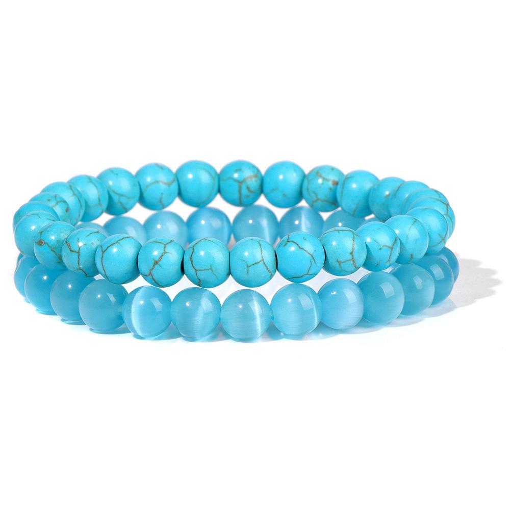 New Blue Turquoises Stone Bracelet Fashion Bohemian Green Blue Turquois Charm Bangle Handmade Healing Energy Jewelry Gift