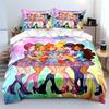Beautiful Girls W-winx Cartoon Pattern Duvet Cover Set Digital Print Colorful Polyester Bedding with Zipper Closur for Kids Gift