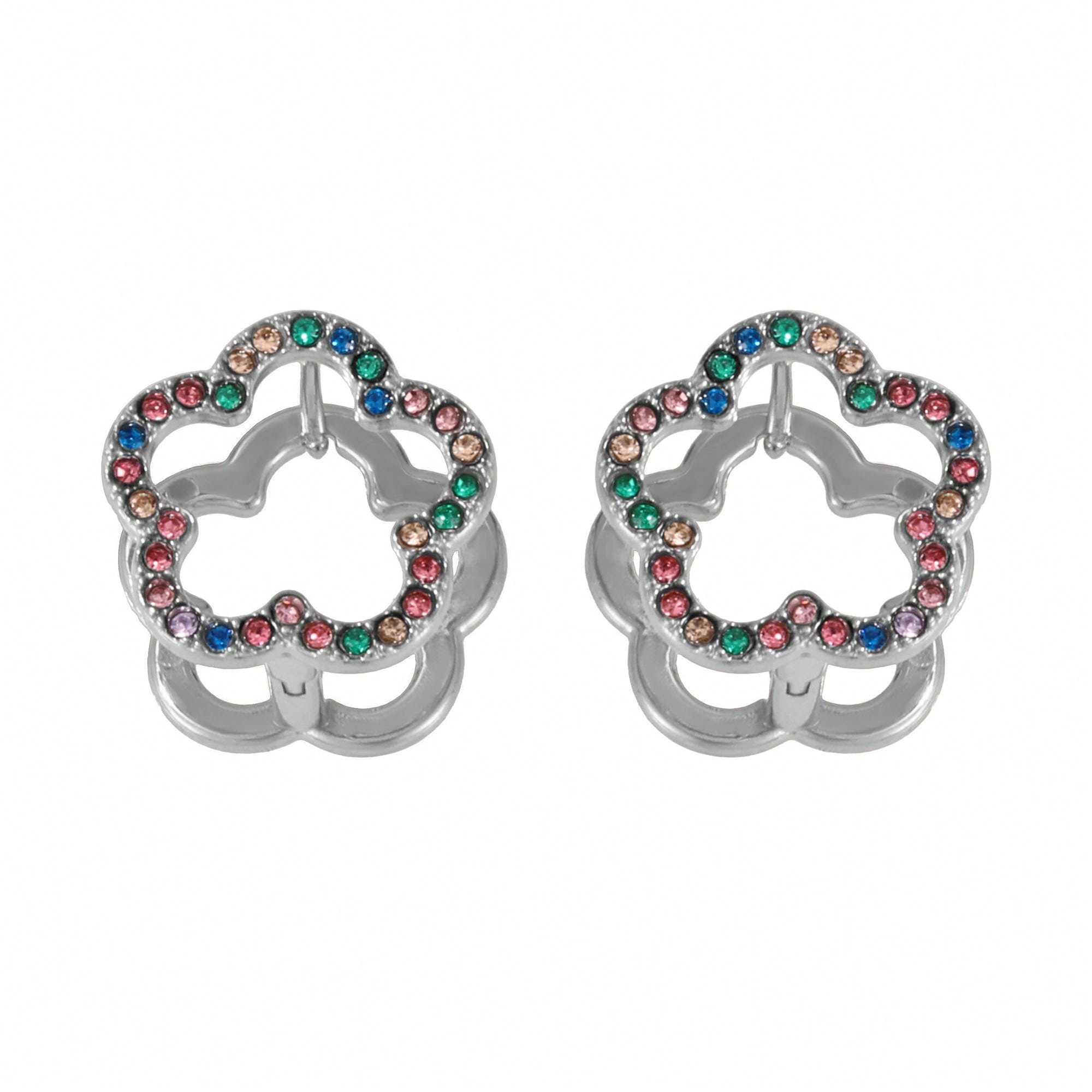 

1 пара Модные серьги для通勤, элегантный стиль, цветок с клевером, двухсторонние, из нержавеющей стали, женские