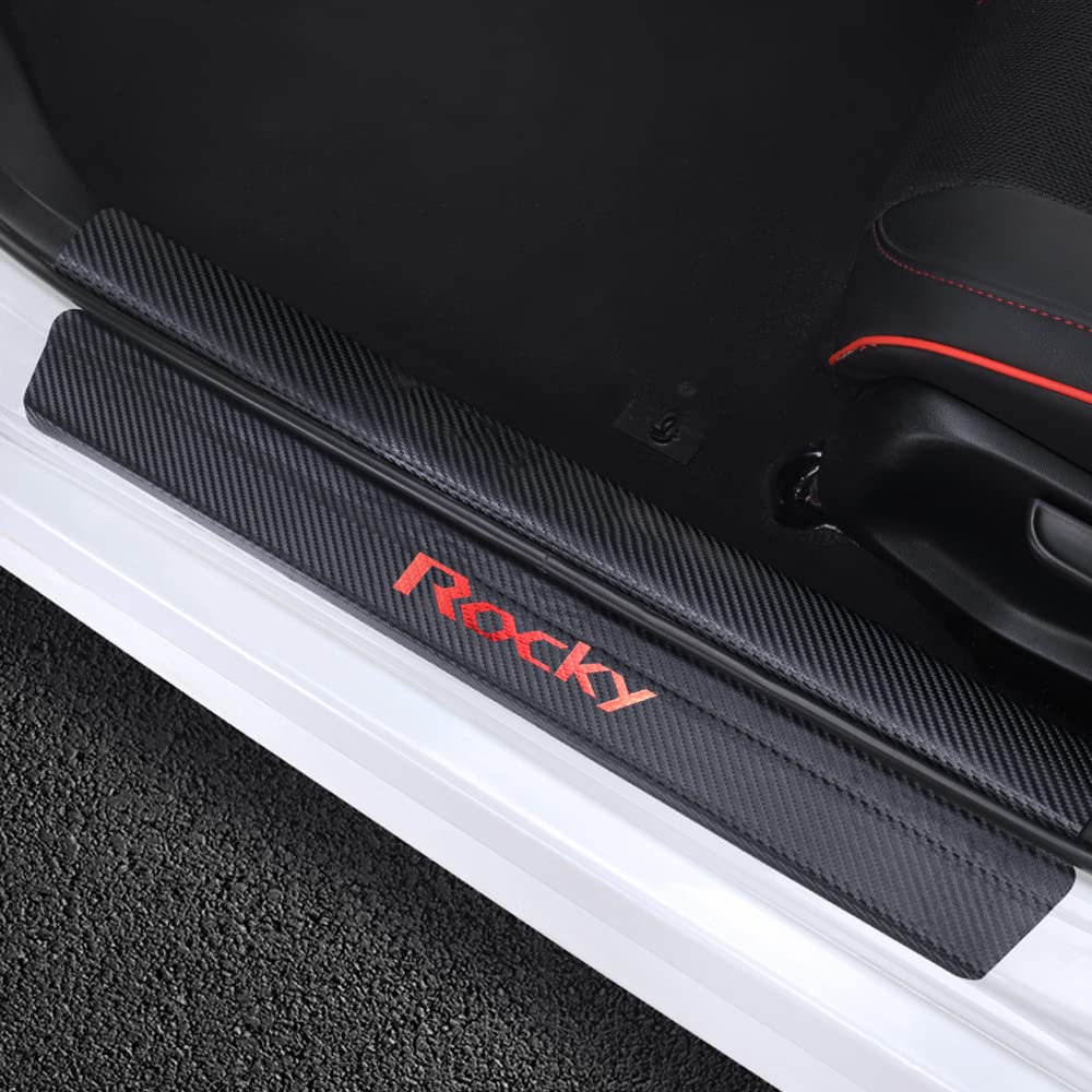 

LEXLEYS Carbon Fiber Leather Side Step Guards for Daihatsu Rocky Exterior Scuff Protector Door Guard Custom Gold Foil ROCKY Scuff Set of 4 A200S/210S,