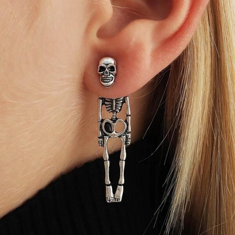 Removable Halloween Skeleton Bride & Groom Earrings